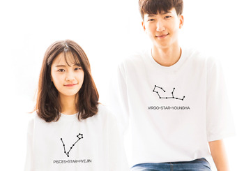 별자리 커플 오버핏 반팔 티셔츠(075)